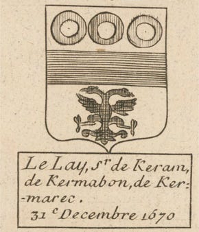 Armoirie de la famille Le Lay, deuxieme propriétaire du Manoir de Goaz Froment