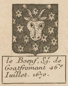 Armoirie de la famille Le Beuff, première famille au Manoir de Goaz Froment en 1427
